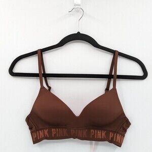 Victoria's Secret PINK Bra Women's 34A Brown Lightly Lined Wireless